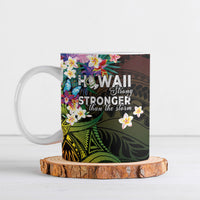 Hawaii Strong Ceramic Mug Polynesian Tribal Tropical Flowers