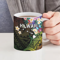 Hawaii Strong Ceramic Mug Polynesian Tribal Tropical Flowers