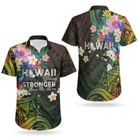 Hawaii Strong Couples Matching Long Sleeve Bodycon Dress and Hawaiian Shirt Polynesian Tribal Tropical Flowers