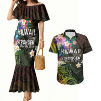 Hawaii Strong Couples Matching Mermaid Dress and Hawaiian Shirt Polynesian Tribal Tropical Flowers