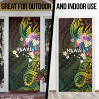 Hawaii Strong Door Cover Polynesian Tribal Tropical Flowers