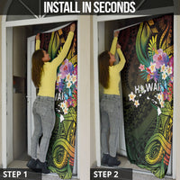 Hawaii Strong Door Cover Polynesian Tribal Tropical Flowers