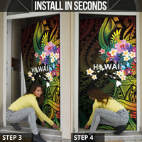 Hawaii Strong Door Cover Polynesian Tribal Tropical Flowers