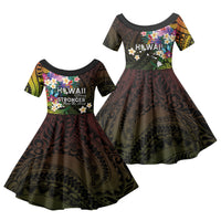 Hawaii Strong Family Matching Puletasi and Hawaiian Shirt Polynesian Tribal Tropical Flowers