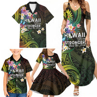 Hawaii Strong Family Matching Summer Maxi Dress and Hawaiian Shirt Polynesian Tribal Tropical Flowers