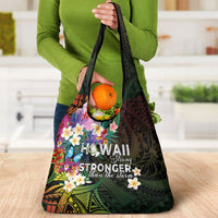 Hawaii Strong Grocery Bag Polynesian Tribal Tropical Flowers