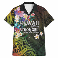 Hawaii Strong Hawaiian Shirt Polynesian Tribal Tropical Flowers