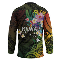 Hawaii Strong Hockey Jersey Polynesian Tribal Tropical Flowers