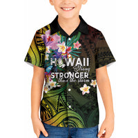 Hawaii Strong Kid Hawaiian Shirt Polynesian Tribal Tropical Flowers