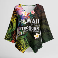 Hawaii Strong Kimono Sleeve Blouse Polynesian Tribal Tropical Flowers
