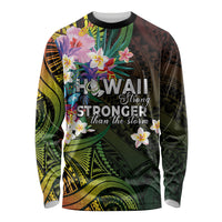 Hawaii Strong Long Sleeve Shirt Polynesian Tribal Tropical Flowers