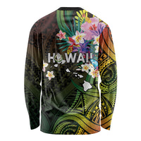Hawaii Strong Long Sleeve Shirt Polynesian Tribal Tropical Flowers