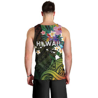 Hawaii Strong Men Tank Top Polynesian Tribal Tropical Flowers