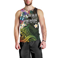Hawaii Strong Men Tank Top Polynesian Tribal Tropical Flowers