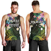 Hawaii Strong Men Tank Top Polynesian Tribal Tropical Flowers
