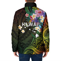 Hawaii Strong Padded Jacket Polynesian Tribal Tropical Flowers