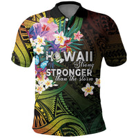 Hawaii Strong Polo Shirt Polynesian Tribal Tropical Flowers