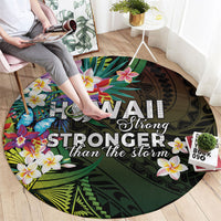 Hawaii Strong Round Carpet Polynesian Tribal Tropical Flowers