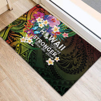 Hawaii Strong Rubber Doormat Polynesian Tribal Tropical Flowers