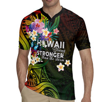 Hawaii Strong Rugby Jersey Polynesian Tribal Tropical Flowers