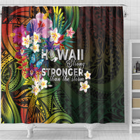 Hawaii Strong Shower Curtain Polynesian Tribal Tropical Flowers