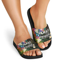 Hawaii Strong Slide Sandals Polynesian Tribal Tropical Flowers