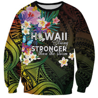 Hawaii Strong Sweatshirt Polynesian Tribal Tropical Flowers