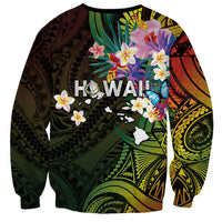 Hawaii Strong Sweatshirt Polynesian Tribal Tropical Flowers