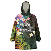 Hawaii Strong Wearable Blanket Hoodie Polynesian Tribal Tropical Flowers