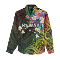 Hawaii Strong Women Casual Shirt Polynesian Tribal Tropical Flowers