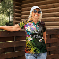 Hawaii Strong Women Polo Shirt Polynesian Tribal Tropical Flowers