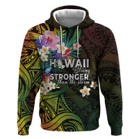 Hawaii Strong Zip Hoodie Polynesian Tribal Tropical Flowers