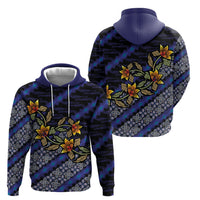 Indonesian Batik Motifs Pattern Floral Art Dark Blue Hoodie