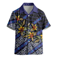 Indonesian Batik Motifs Pattern Floral Art Dark Blue Kid Hawaiian Shirt