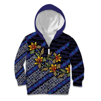 Indonesian Batik Motifs Pattern Floral Art Dark Blue Kid Hoodie