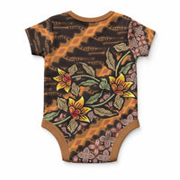 Indonesian Batik Motifs Pattern Floral Art Orange Baby Onesie