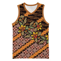 Indonesian Batik Motifs Pattern Floral Art Orange Basketball Jersey