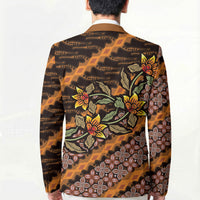 Indonesian Batik Motifs Pattern Floral Art Orange Blazer