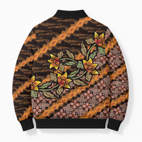 Indonesian Batik Motifs Pattern Floral Art Orange Bomber Puffer Jacket