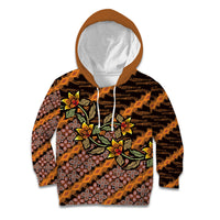 Indonesian Batik Motifs Pattern Floral Art Orange Kid Hoodie