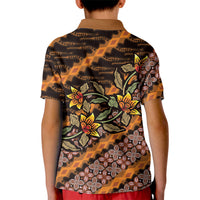 Indonesian Batik Motifs Pattern Floral Art Orange Kid Polo Shirt