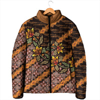 Indonesian Batik Motifs Pattern Floral Art Orange Padded Jacket