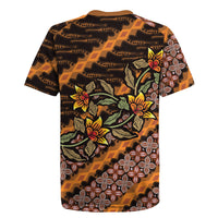 Indonesian Batik Motifs Pattern Floral Art Orange Rugby Jersey