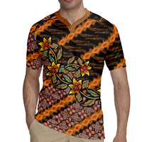 Indonesian Batik Motifs Pattern Floral Art Orange Rugby Jersey