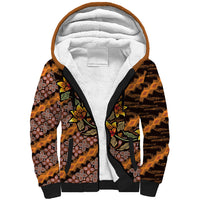 Indonesian Batik Motifs Pattern Floral Art Orange Sherpa Hoodie