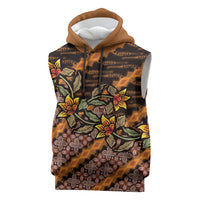 Indonesian Batik Motifs Pattern Floral Art Orange Sleeveless Hoodie