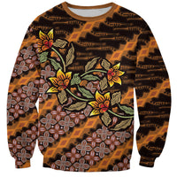 Indonesian Batik Motifs Pattern Floral Art Orange Sweatshirt