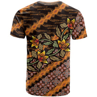 Indonesian Batik Motifs Pattern Floral Art Orange T Shirt