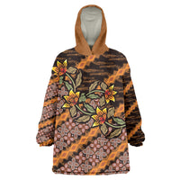 Indonesian Batik Motifs Pattern Floral Art Orange Wearable Blanket Hoodie