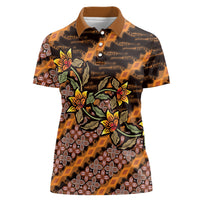 Indonesian Batik Motifs Pattern Floral Art Orange Women Polo Shirt